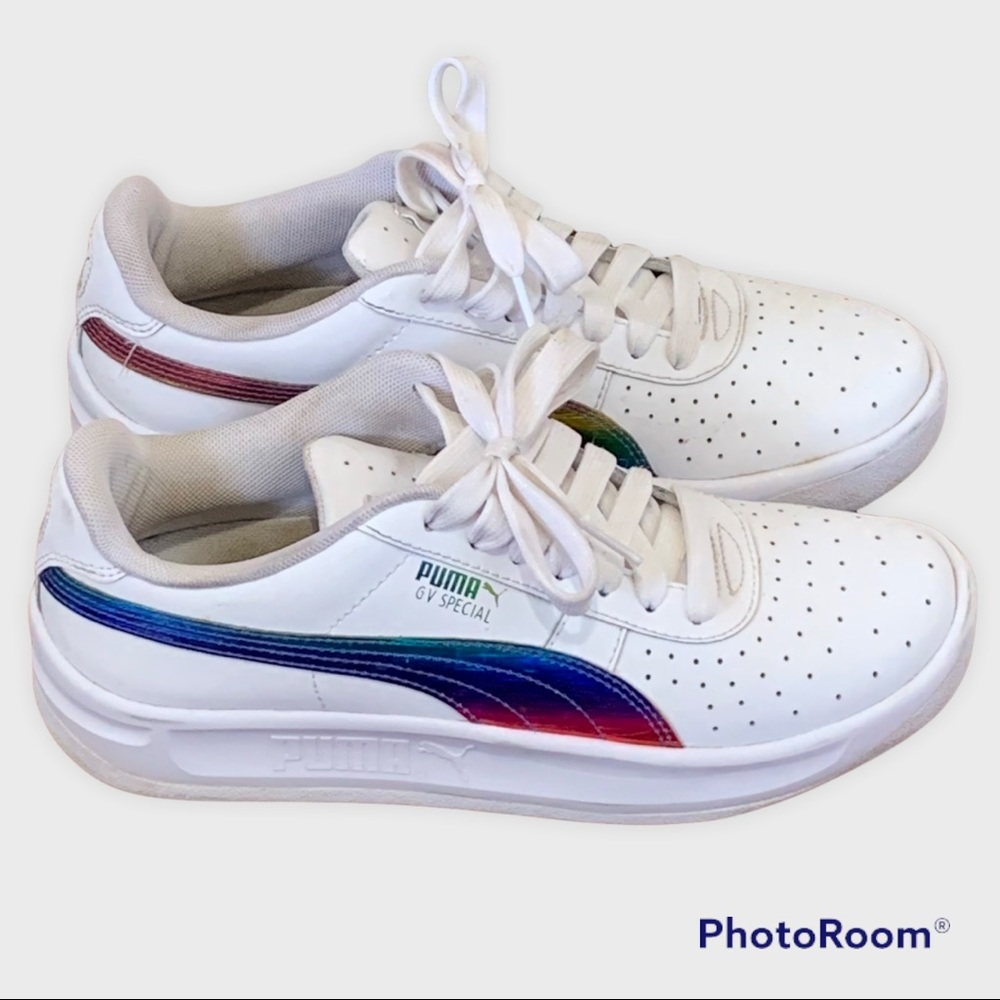 PUMA GV Special White Rainbow Sneakers Sz 6.5C